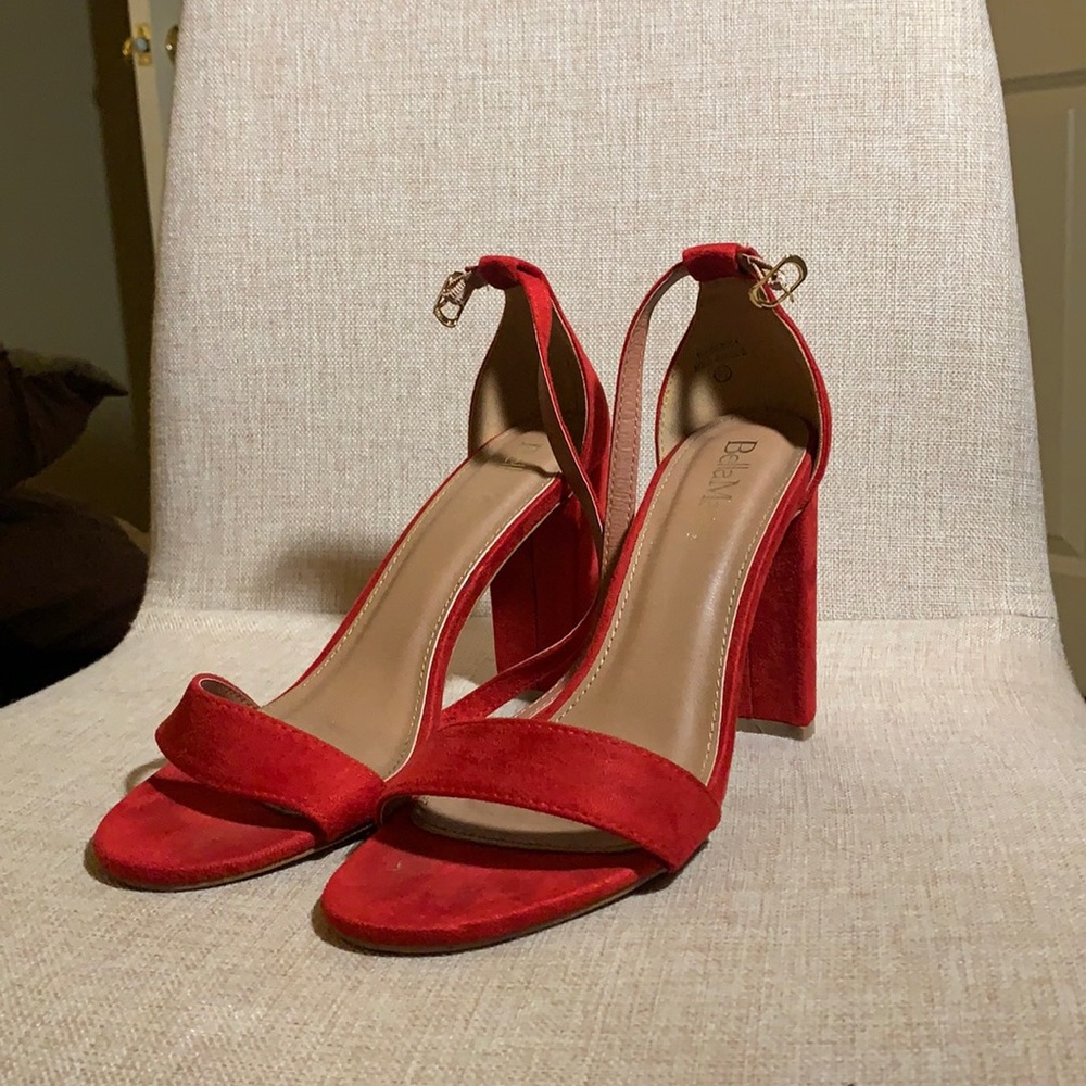 Super comfortable red strappy heels - only worn once